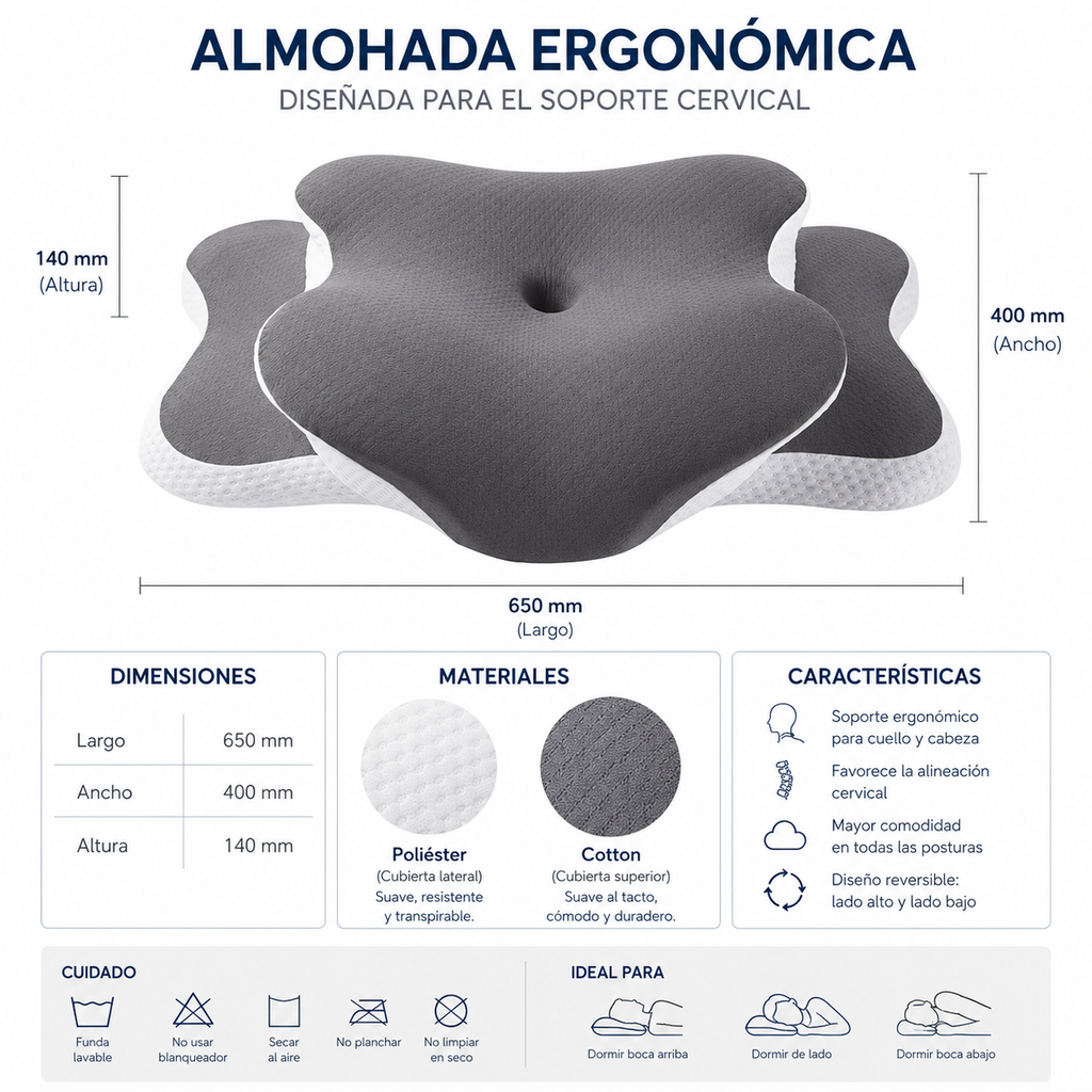 Almohada Cervical Premium de Espuma Viscoelástica